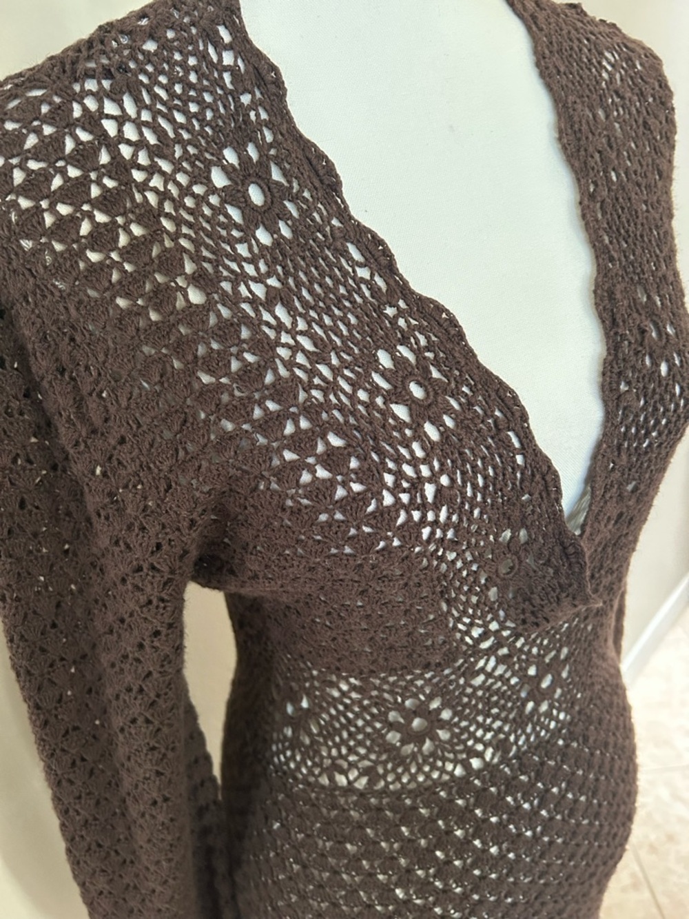 Michael Kors Crocheted Long Sleeve Dress Cover Up - Picture 4 of 10